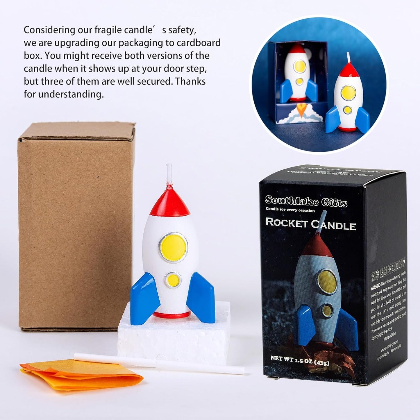 Spaceman Birthday Candle - Outer Space Theme Rocket Candle for Birthday Party