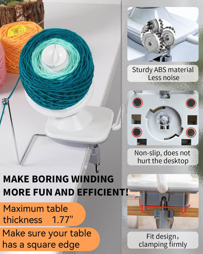 SPEENSUN Yarn Winder, 3.5 OZ Easy-to-Install and Efficiently Yarn Spinner with Lower Noise, Robust ABS Material Ball Winder for Crochet and Knitting Lover for Yarns Below Size 5