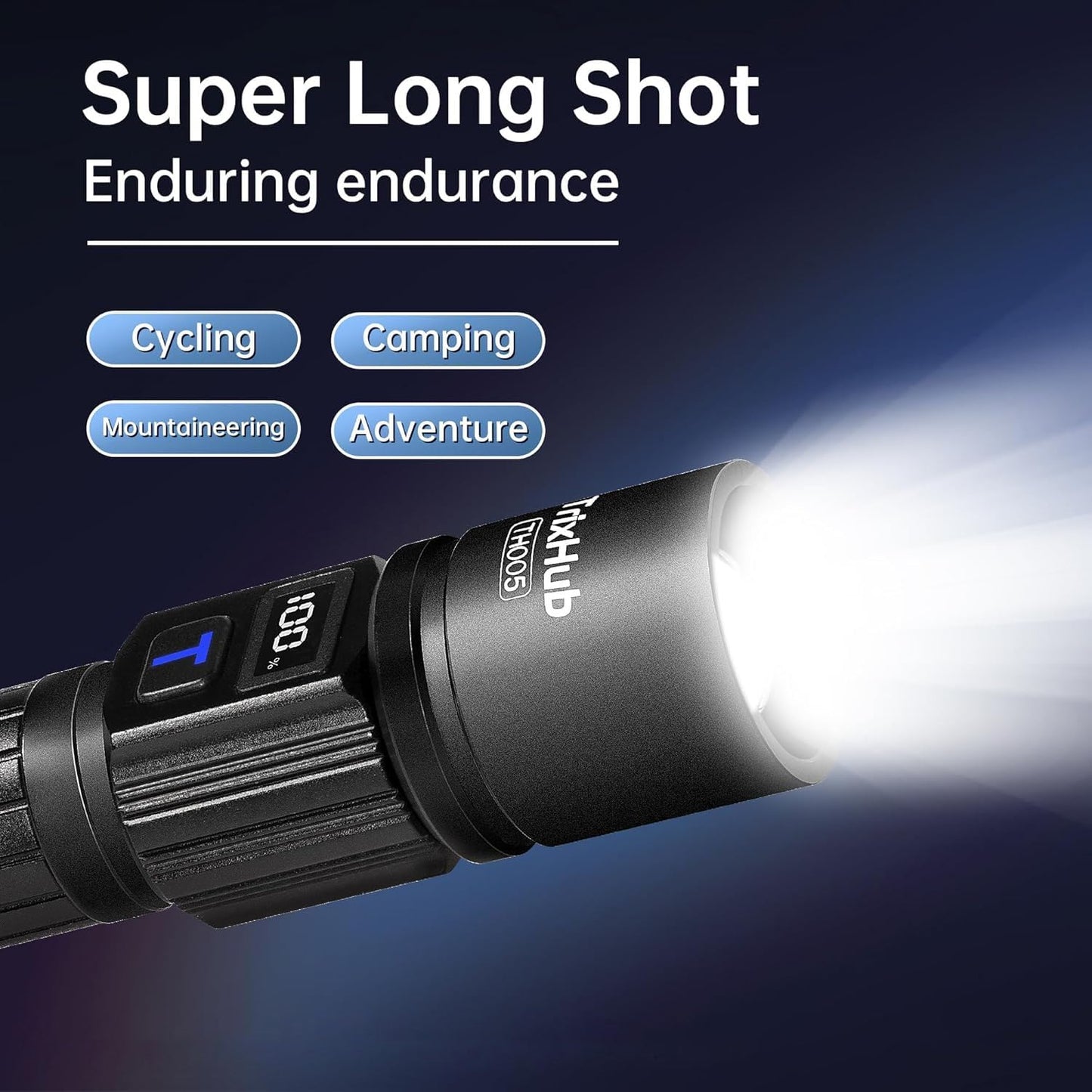 Rechargeable Flashlights 2 Pack, Super Bright High Lumens Flash Light, 5 Modes Zoomable Linternas with LCD Digital Display, Powerful Handheld LED Flashlights for Emergencies Camping