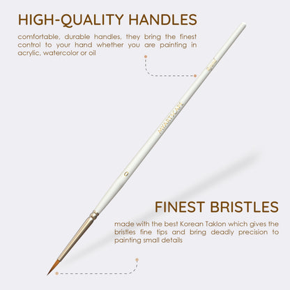 MyArtscape Miniature Paint Brushes with Holder, Set of 12 for Detail & Fine Point Painting - use with Acrylic, Watercolor, Oil, Gouache - for Pinstriping & Lettering - Art Supplies