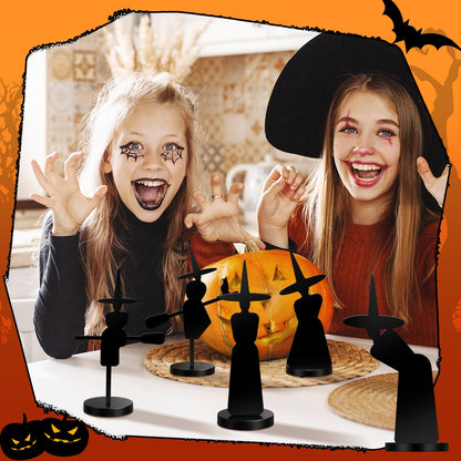Burbell 5 Pcs Halloween Decorations Indoor Halloween Witch Figurines Set Black Metal Halloween Witches Decor Stylish Witch Scene Figurine Standing Decor for Witch Sabbath Home Table Shelf