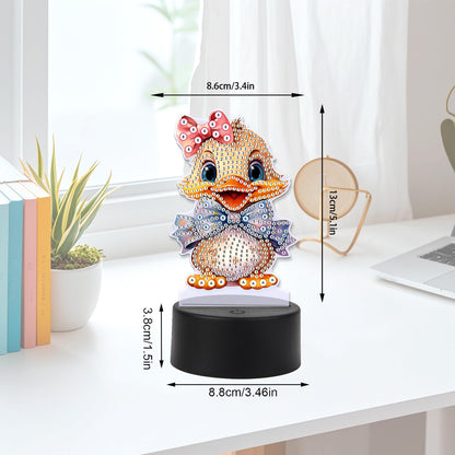 JZHYOAN Diamond Painting Night Light for Adults, Diamond Art Table Lamp Birthday Gift, Duck Art Accessories LED Light, DIY Mosaic Set for Adult, Woman, Gem Painting Table Lamp for Bed Room