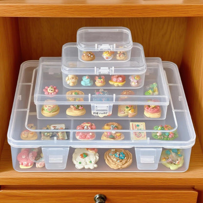 Thintinick 28 Pack Rectangular Mixed Sizes Clear Plastic Storage Containers Box with Hinged Lid for Beads and Other Small Craft Items