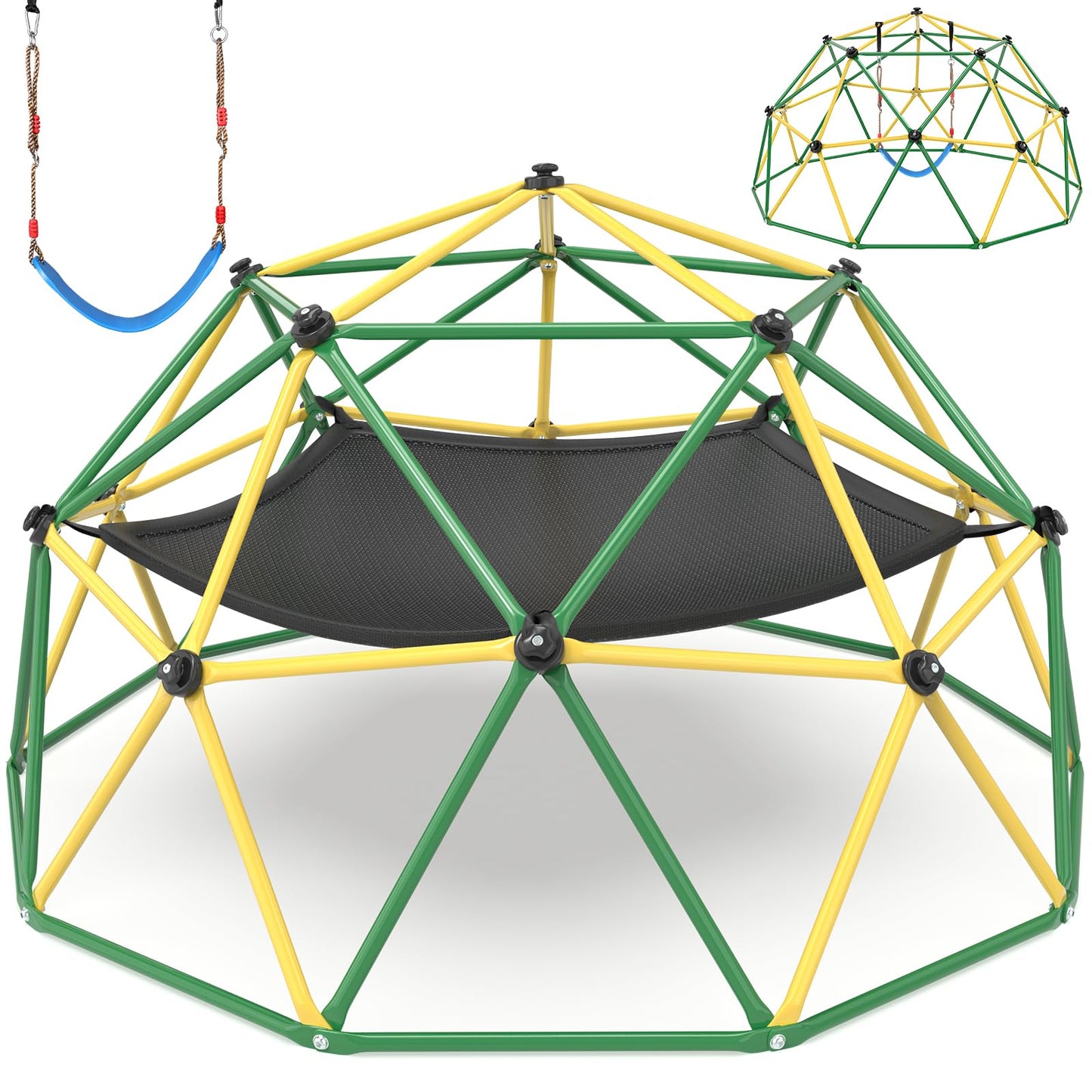 Amictoy Climbing Dome, 10FT Climber with Hammock & Swing, Jungle Gym Backyard for Kids, 2025 Upgraded Model Indoor Outdoor Toddler Play Equipment, Easy Assembly, Safety Certified