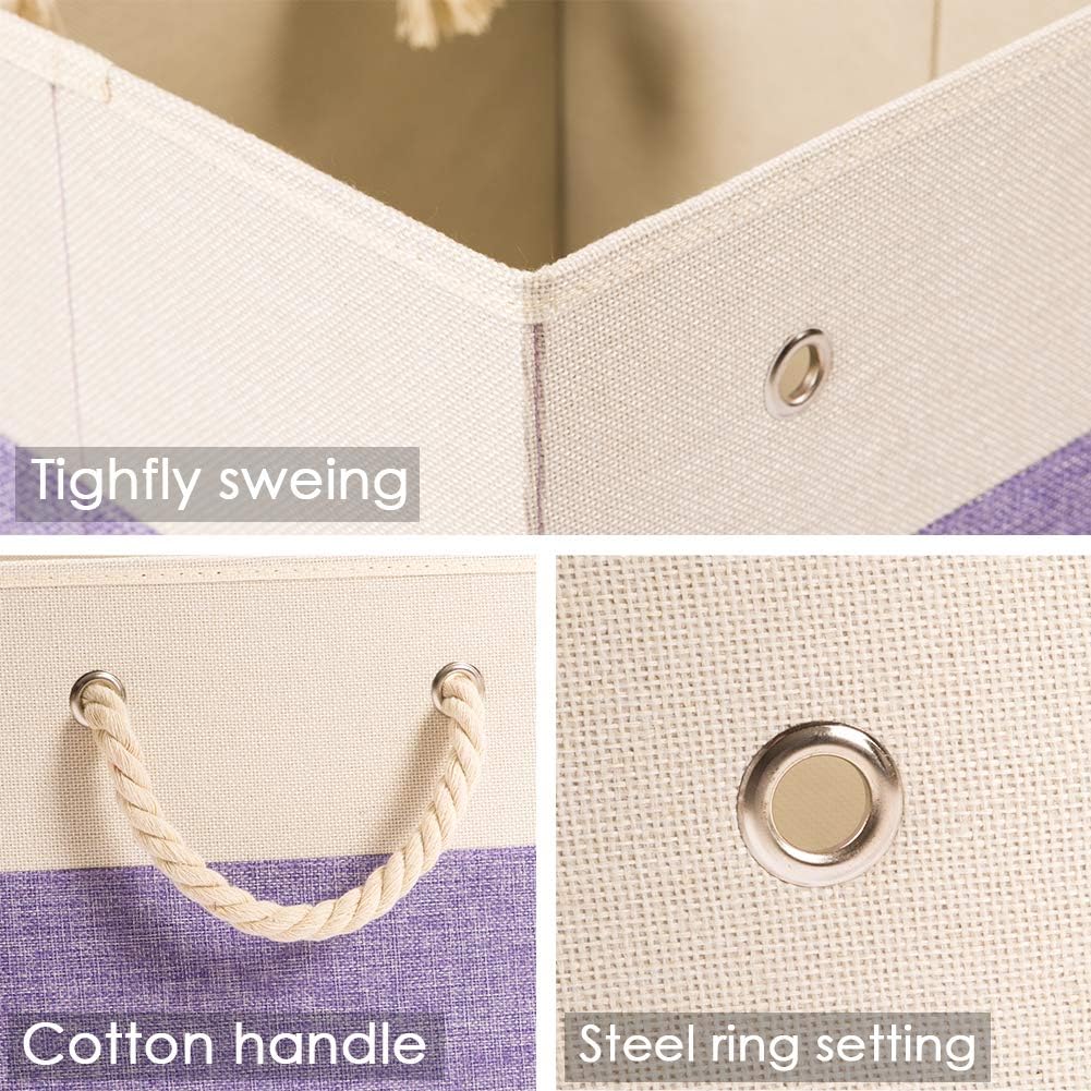 13x13 inch [4-Pack] Closet PRANDOM Large Foldable Cube Storage Bins Fabric Linen Storage Baskets Cubes Drawer