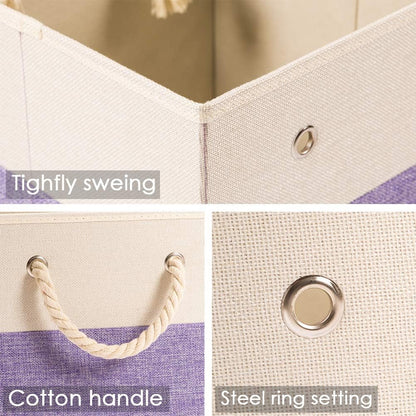 13x13 inch [4-Pack] Closet PRANDOM Large Foldable Cube Storage Bins Fabric Linen Storage Baskets Cubes Drawer