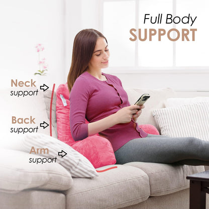 Nestl Reading Pillow with Shredded Memory Foam, Designed for Sitting Up in Bed and Couch, Back and Arms Adjustable