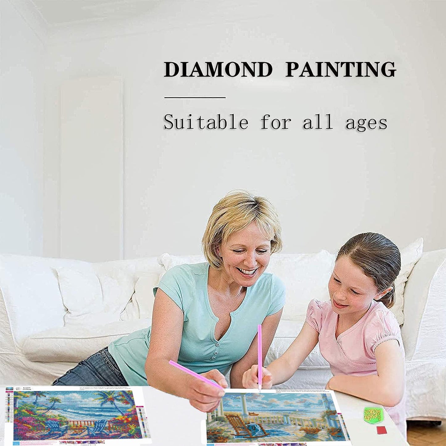 Tiwabb 3 Pack Beach Leisure Diamond Art Kits for Adults Beginners,Diamond Painting Kits for Adults,5D Full Drill DIY Diamond Dot Gem Art Kit Wall Home Decor Arts Craft 12x16 inch