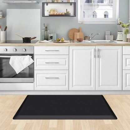 KitchenClouds Kitchen Mat Cushioned Anti Fatigue Rug 22"x36" Water Resistant, Non Slip, Standing and Comfort Desk/Floor Mats for House Sink Office (Black,0.8inch)