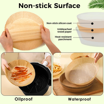 Air Fryer Disposable Paper Liners - 150Pcs 8In Square Parchment Paper Non-Stick Airfryer Basket Liners for Steamer Microwave Oven, Deep Fryer Parts & Accessories