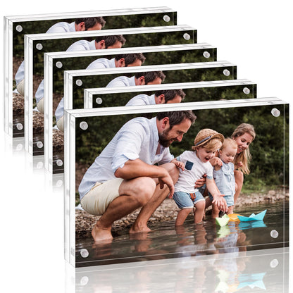 Fixwal 4x6 Picture Frame, 6 Pack Acrylic Frames, Clear Double Sided Photo Frame with Magnetic Desktop