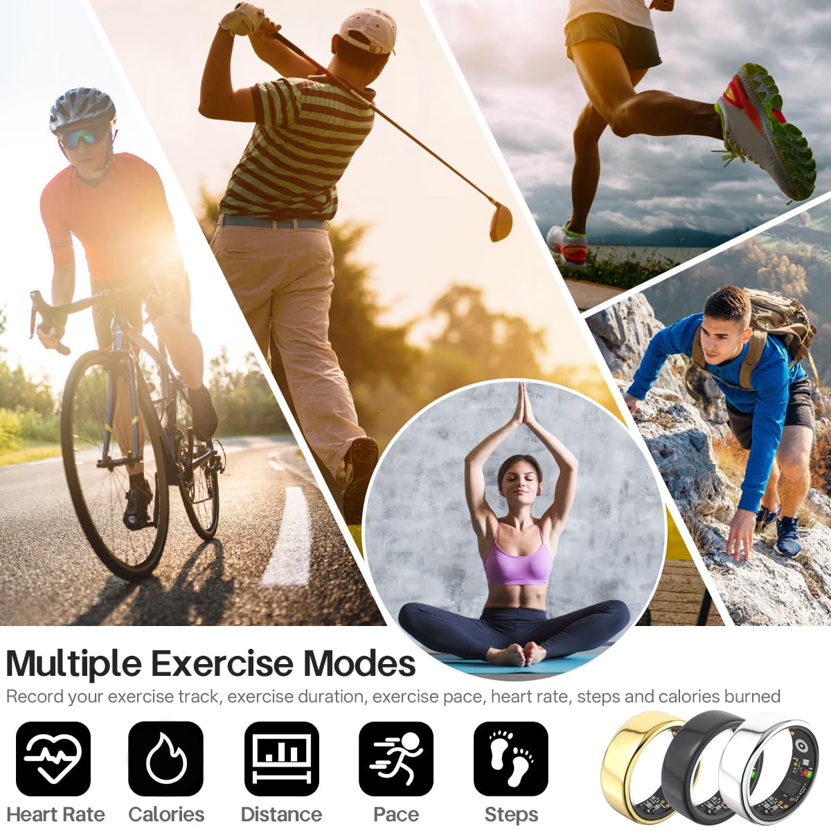 Smart Rings for Women Men,Fitness Tracker Ring,Heart Rate,Blood Oxygen,Blood Pressure,Step Tracker,Sleep Monitoring,No Subscription Fee,IP68 Waterproof Smart Ring for iphone&Android(Silver 9)