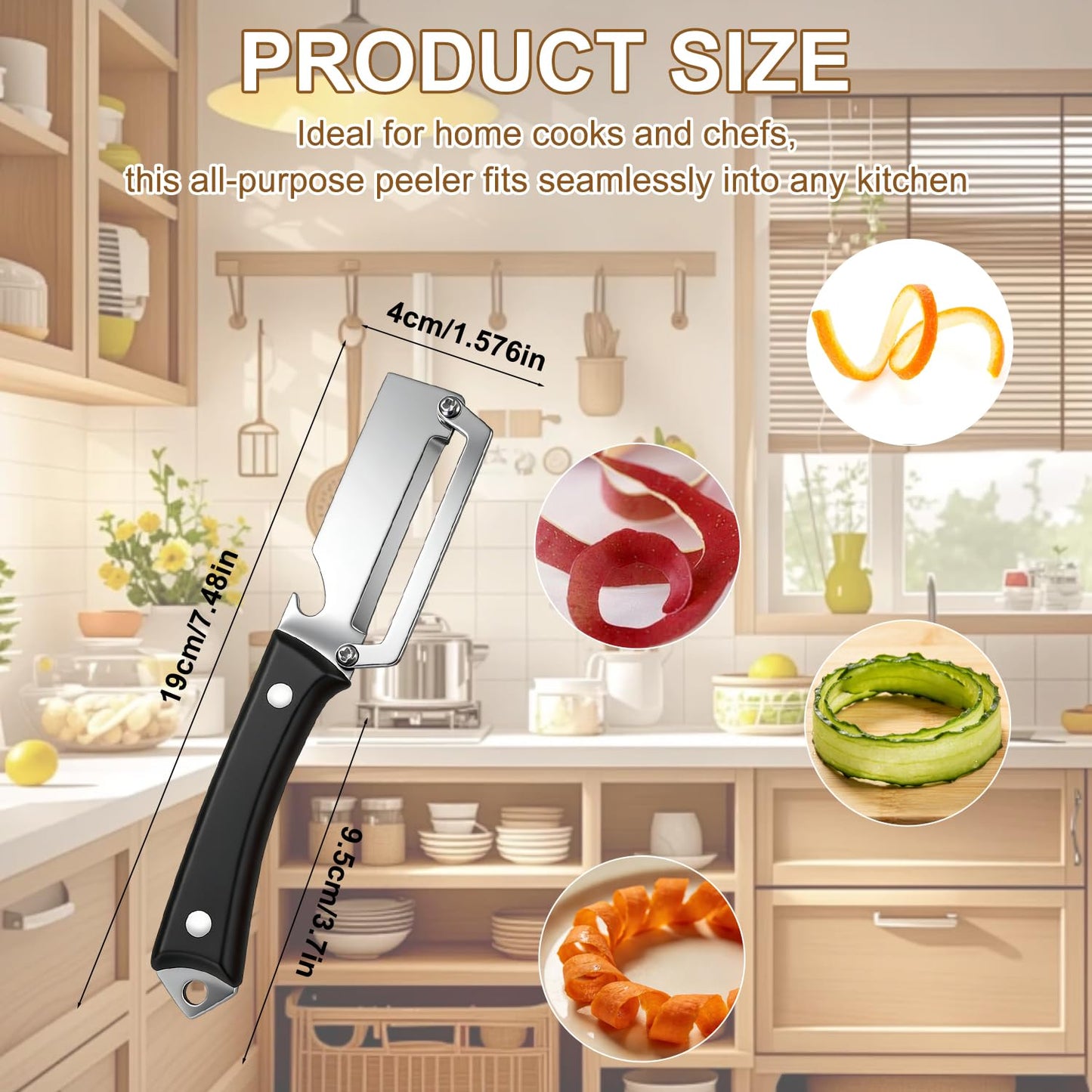 2PCS Premium Vegetable Peeler with Wooden Handle and Bottle Opener, 2026 New Multifunctional 2-in-1 Stainless Steel Kitchen Tool, Contour-Flow for Camping Apple Potato Pumpkin Papaya Peeling (Mix)