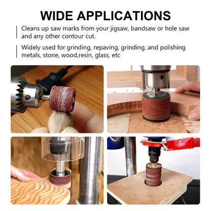 scottchen PRO 2”Long Sanding Drums and Sleeves Set with 1/4”Shank for Drill or Drill Press, Sanding Drum Kit for Sanding Smoothing Shaping Polishing Fiberglass Wood Metals, 60,80,120 Grit-16pack