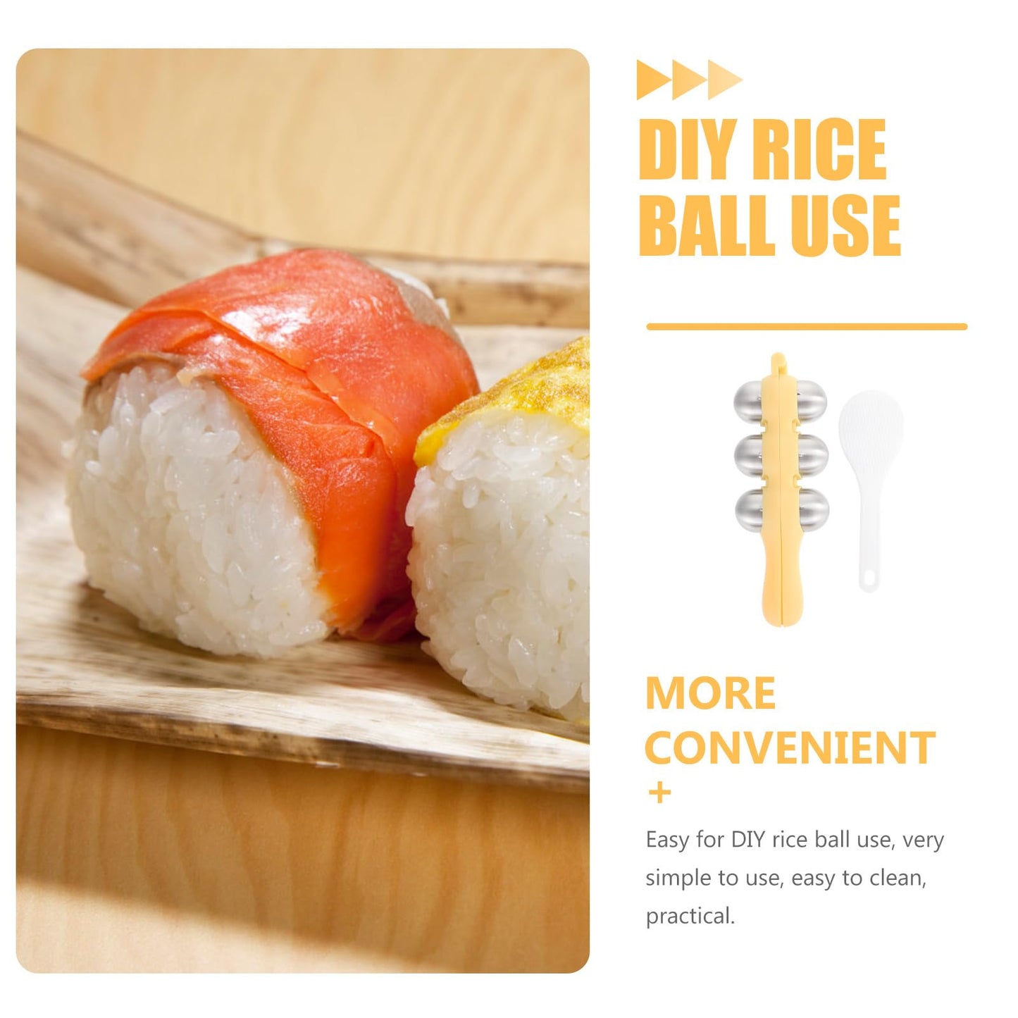 CALLARON Rice Baller Shakers - Stainless Steel Sushi Mold, Manual Rice Ball Maker Mold, Poratble DIY Sushi Prep Kit with Rice Spoon, RICE BALL MAKER Accessories for Kitchen Restaurant 7 x 2.5 inch