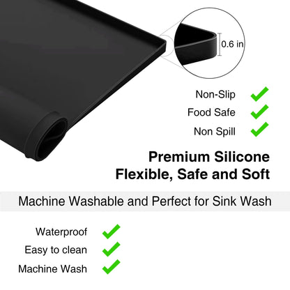 1 PACK SEIRI Washer and Dryer Topper, 26" x 26" Silicone Dryer Top Protector Mat for Flat Top Surface Cover and Front Load Washing Machine Non-Slip Waterproof Laundry Topper Mat Large (Black)