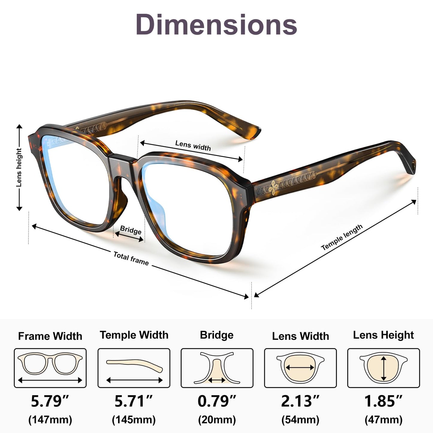 VISOONE Oversized Square Blue Light Blocking Glasses Fashion Computer Eyewear for Women and Men BENNETT