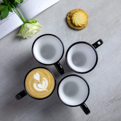 City to Cottage Handmade Black and White Polka Dot Ceramic Coffee Mug, 7 oz / 200ml, Unique Design