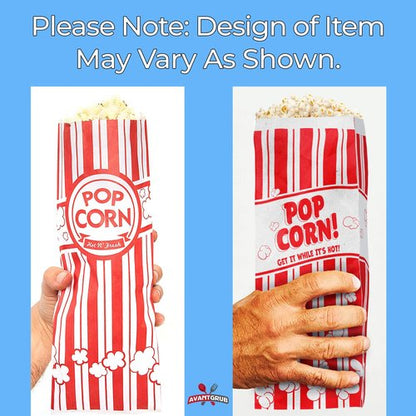 Leak-proof, Grease Resistant Popcorn Bags 1000 Pack. Tear Resistant, Single Serving 2oz Paper Sleeves in Nostalgic Red/White Design. Great Movie Theme Party Supplies, Retro Carnivals & Fundraisers