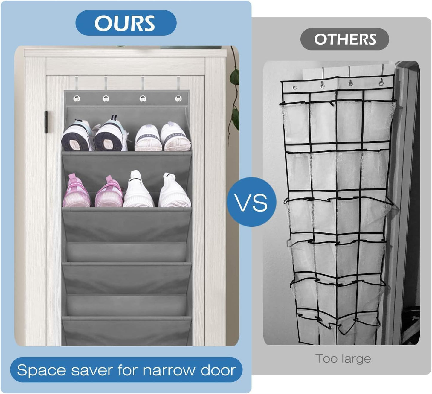 12 Closet MISSLO Door Shoe Rack with Deep Pockets for Pairs of Shoe Organizer Over the Door Hanger for and Dorm Narrow