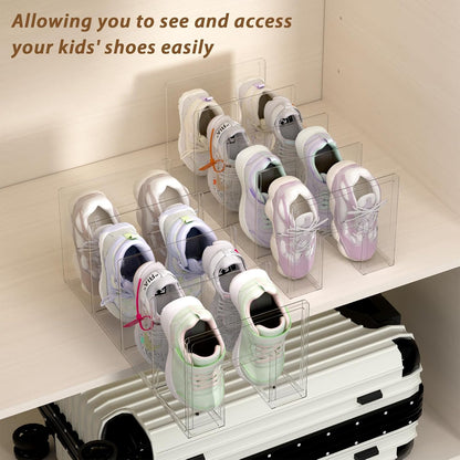 2 Pack Closet/Entryway, Acrylic Kids Shoe Rack - Clear Shoe Organizer for Toddlers & Children, Space-Saving Nursery