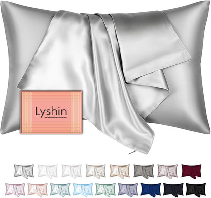 Mulberry Silk Pillowcase King Size - Hidden Zipper for Hair & Skin Care | Soft, Breathable Cooling Satin in Light Grey