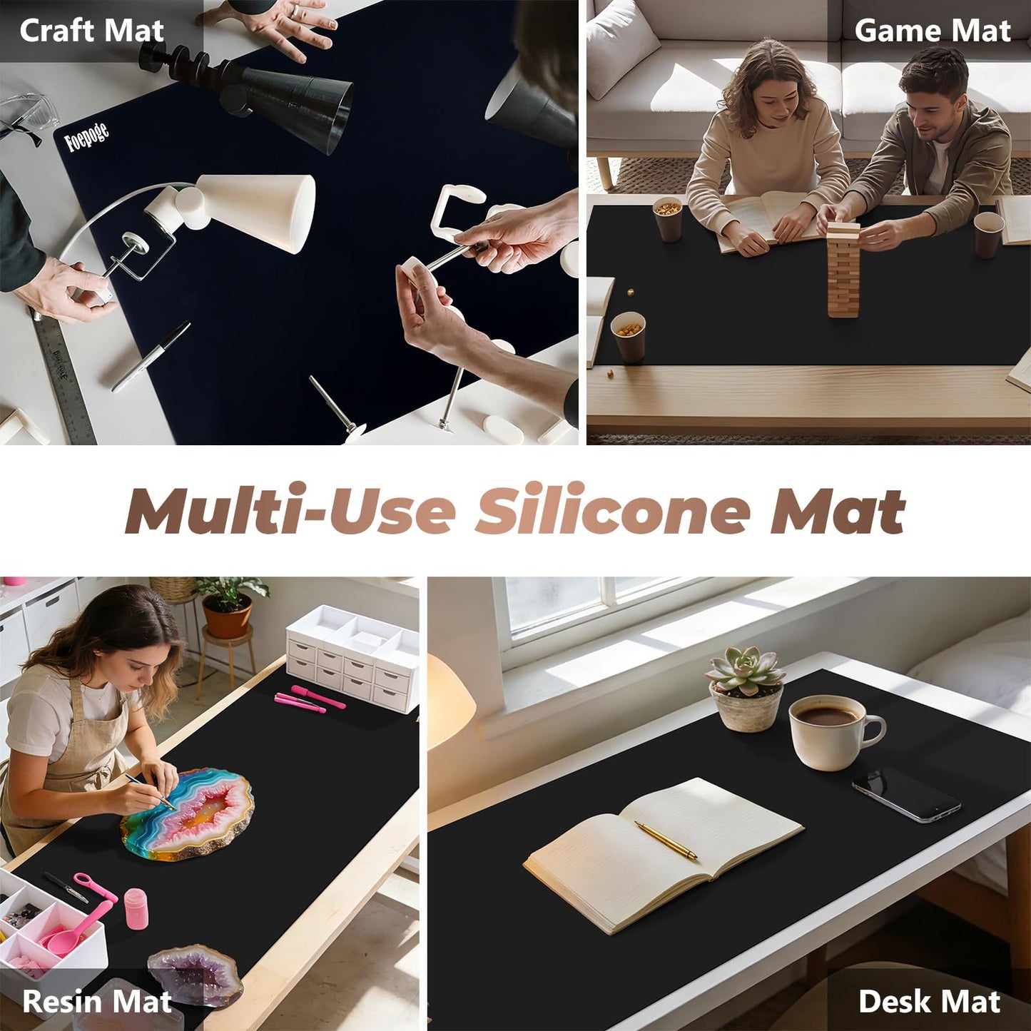 Heat-Resistant Silicone Table Protector Cover: 49.2x19.7x0.06 Inch Thick Food-Grade Table Protector for Dining Room Table for Kitchen Countertop & Counter Mat -Waterproof Tabletop Cover Pad & Crafting
