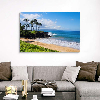 CANVAS ON DEMAND Hawaii, Maui, Wailea, Beautiful Ulua Beach Canvas Wall Art Print by Ron Dahlquist, Home Decor, Beautiful, Ocean Artwork,60" x40in