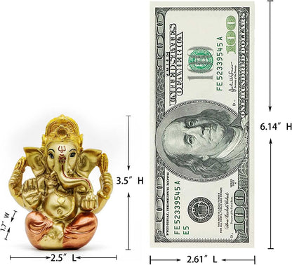 Hindu Ganesh Mini Ganesha Statue for Car Dashboard - Indian Decor for Home Office Temple Pooja Items