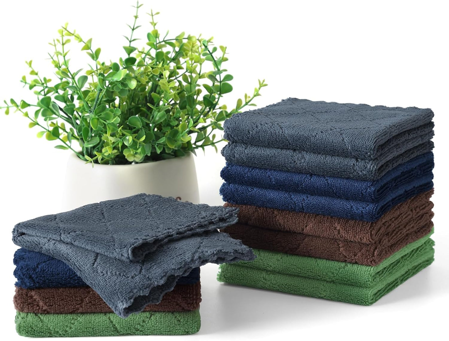 12 Pack 10 10 inches, Homaxy Kitchen Dish Cloths, Super Soft and Absorbent Coral Velvet Dish Towels, Nonstick Oil Fast