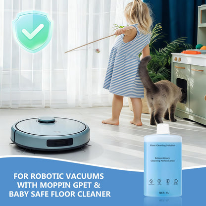 Floor Cleaning Solution Compatible With Roborock Robot Vacuum And Mop Cleaner， Deep Cleans For Multiple Hard Floors, for Robot & Wet Dry Vacuums Mopping Floor Cleaners Solution , 33.8 Fl. OZ(1 Bottle)