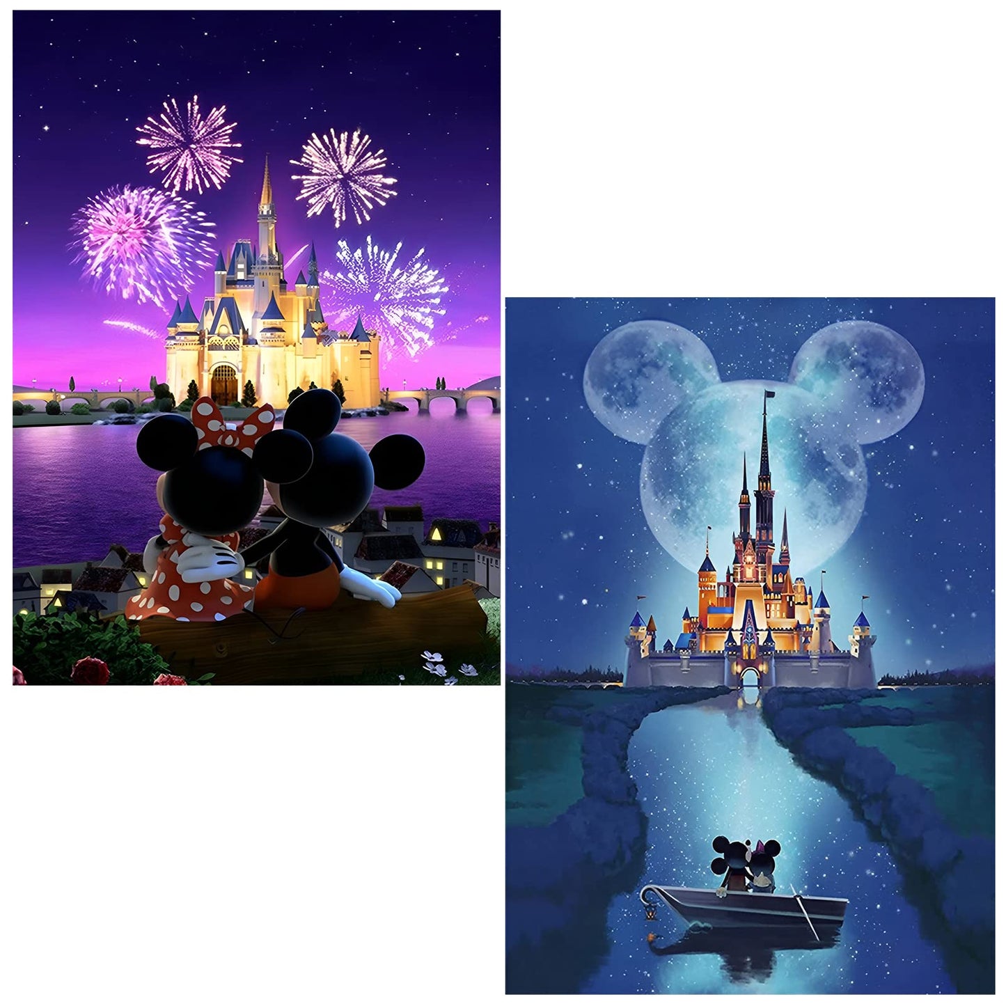 Ecdivjs 2 Pack Diamond Painting Kits Cartoon for Adults,Diamond Art Kits Cartoon for Adults,Cartoon Castle Gem Art Kits for Adults for Gift Home Wall Decor(12x16 inch)