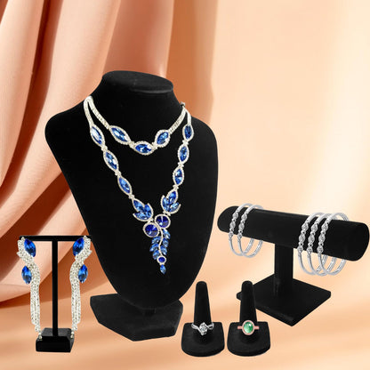 SENONAPO 6 Pcs Velvet Jewelry Display Set- Velvet Necklace Bust Holder Mannequin Bust & T-Bar 2 T Shape Earring Stand 2 Ring Finger Jewelry Holder Bracelet Organizer for Jewelry Showcase