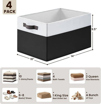 Criusia Large Storage Bins - 4 Pack Collapsible Fabric Baskets for Closet & Laundry Organization