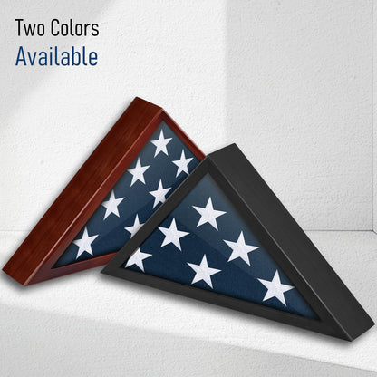 Meryndou Flag Display Case for 5x9.5 Burial Flag - Veteran Flag Display Box - Solid Wood - Military Memorial Shadow Box Frame for Wall or Tabletop - Red