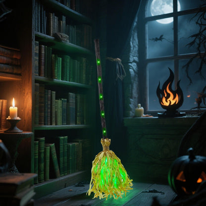 DR.DUDU 35" Animated Witches Broom Halloween Decor Magic Witch Broomstick