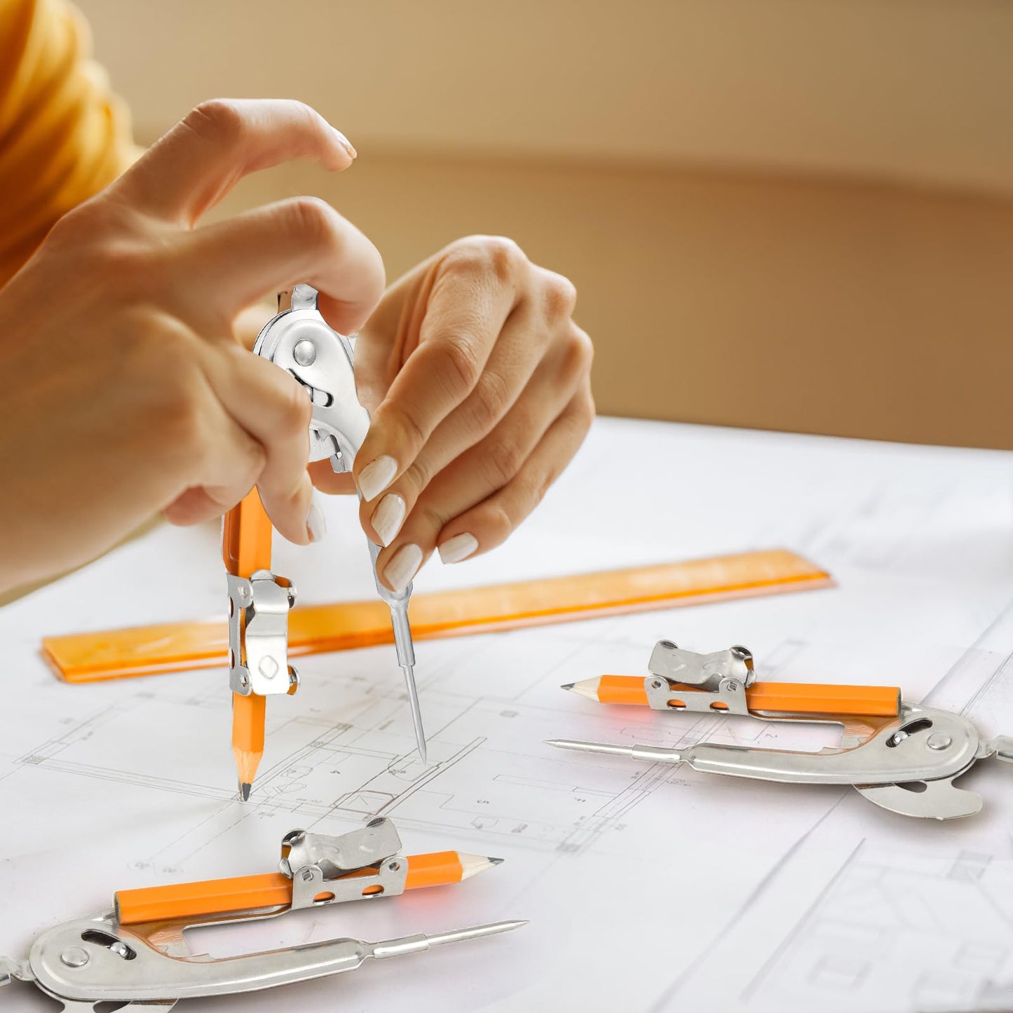 40 Pieces Compass for Geometry Metal Compass Tool Math Compass Bulk Drawing Compass Silver Geometry Compass with Pencil for Student School Classroom Office Woodworking Art Drawing