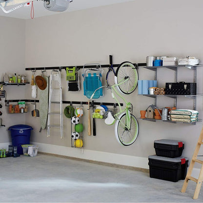 Rubbermaid Universal Powder Coaded Metallic Fasttrack Hanging Garage Hook Organizers for Ladder, Tool, and Bike Storage (4 Pack)