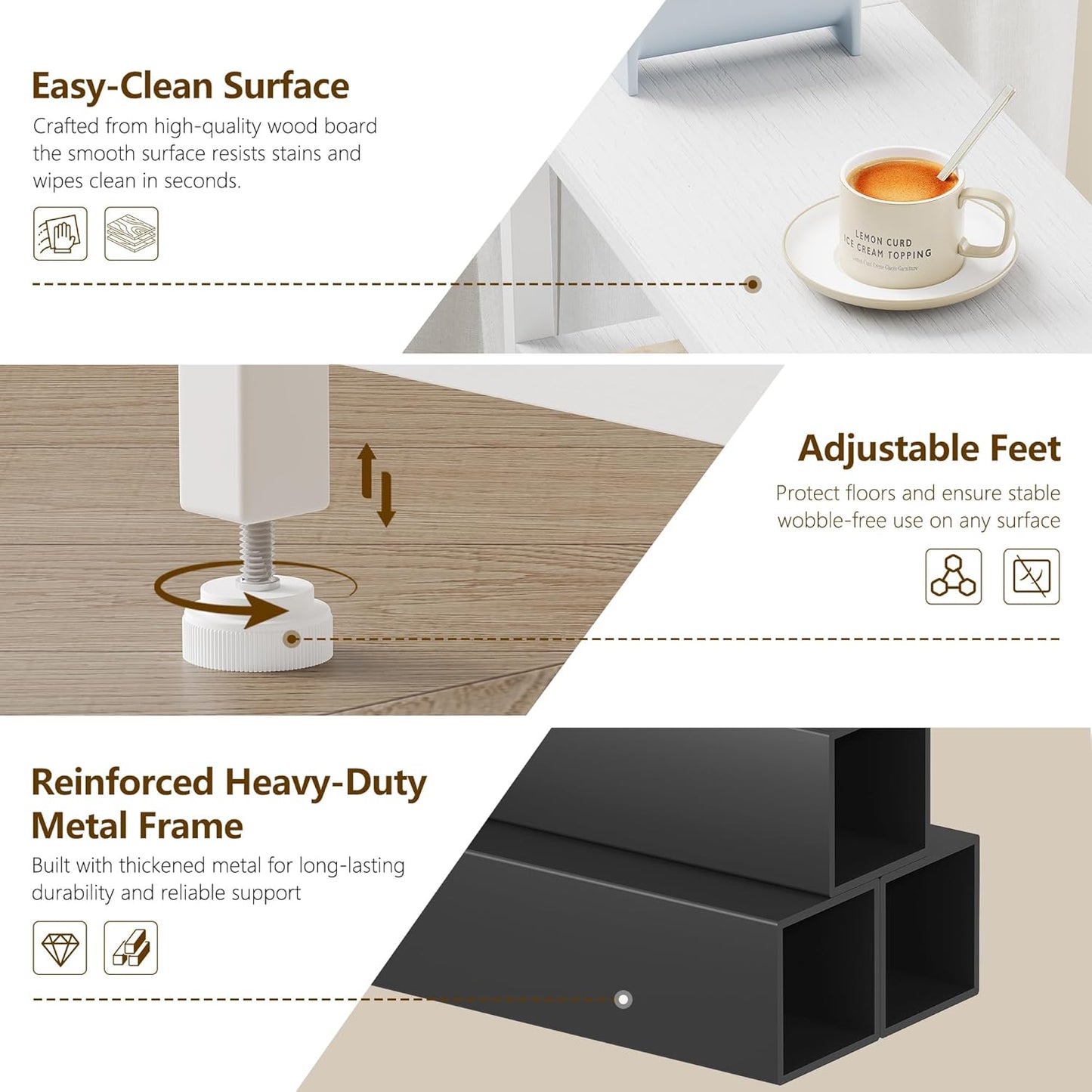 25.2" HET005WT1 Heybly Small Narrow Side Table for Small Space, Thin Bedside Table, Slim Sofa Table, Skinny End Table