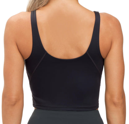 Women’s Longline Sports Bra Wirefree Padded Medium Support Yoga Bras Gym Running Workout Tank Tops (Black, Large)
