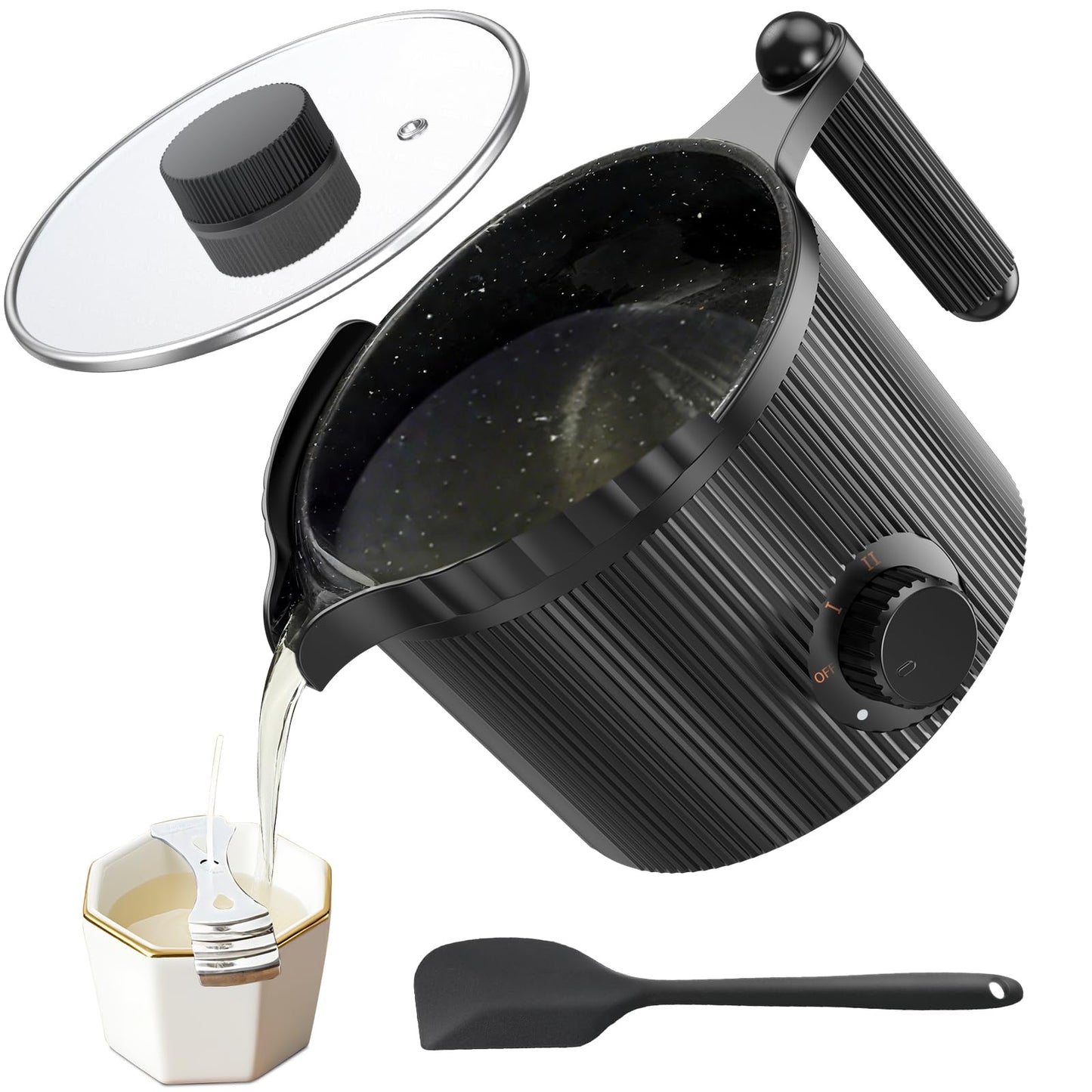venpow Candle Wax Melter with Pour Spout, Candle Making Kit for Adult Beginners, 1.5L Large Capacity, for Making Candles and Soaps, Kit Includes Wax Melting Pot and Stirring Spoon - Black