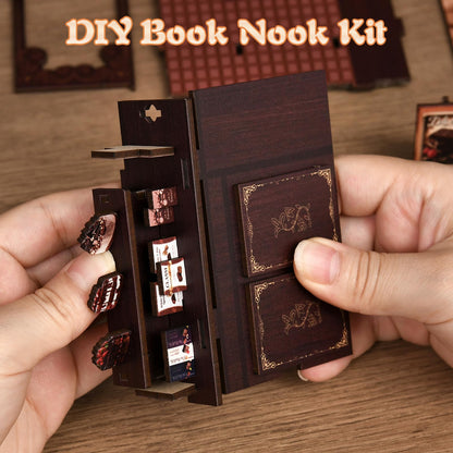 KERNOWO Book Nook Kit, DIY 3D Wooden Puzzles for Adults, Teens and Beginners, Miniature Tiny House Kit for Bookshelf Decor, Bookish Gift for Family, Friends, Book Lovers (Sweet Chapter)