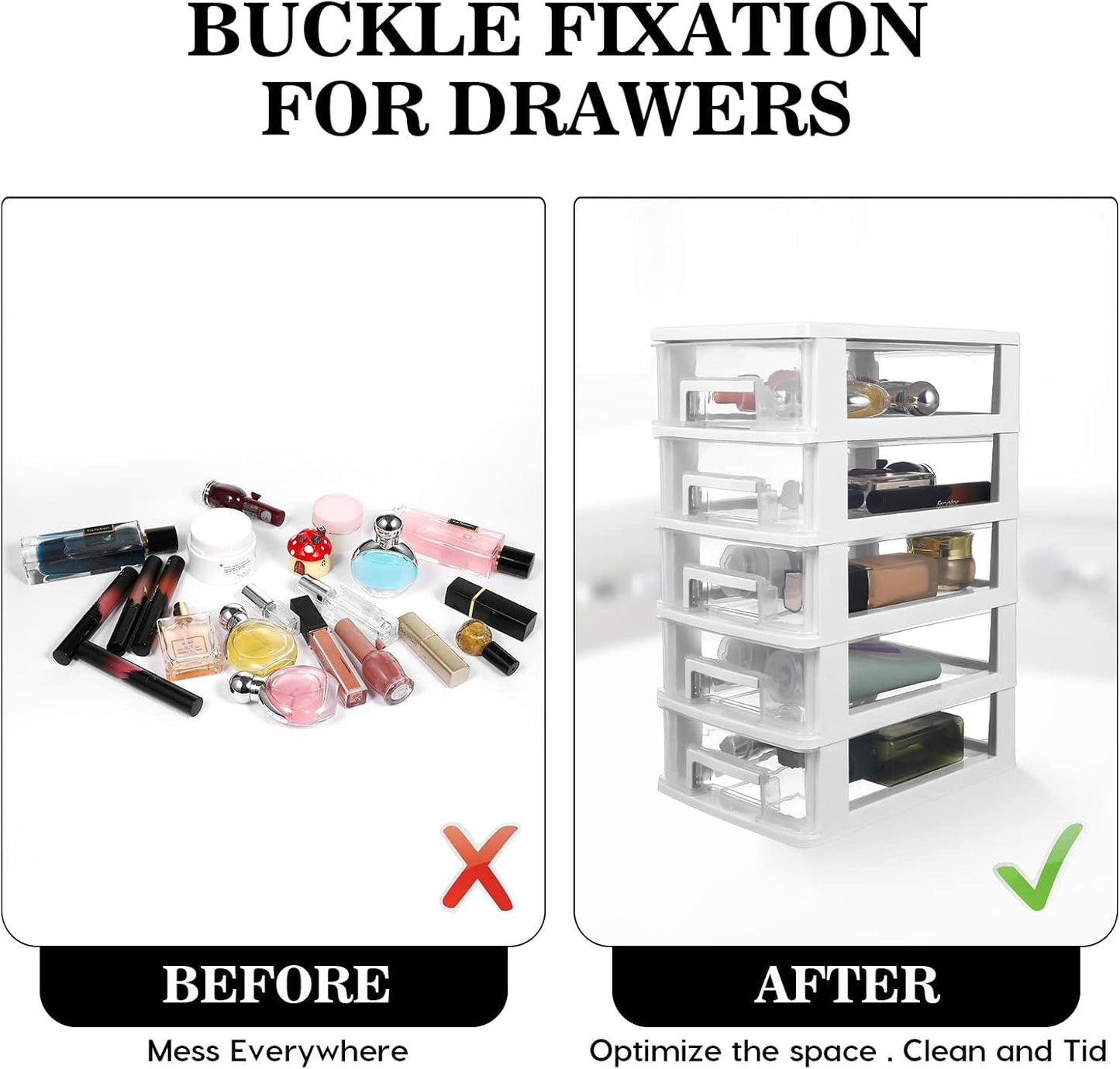 Toyvian Drawer Dividers, Plastic Drawer Storage Unit with Five-Layer Clear Drawers, Medium Storage Tower for Craft