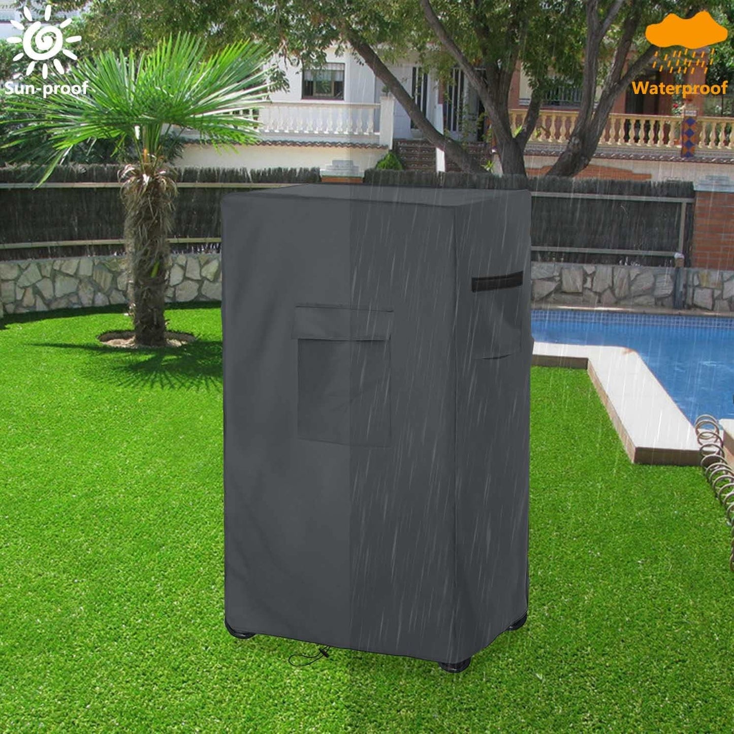 Heavy Duty Waterproof Evaporative Cooler Cover for MC26A, 21"L x 15"W x 32"H Swamp Evaporative Cooler Cover, Grey