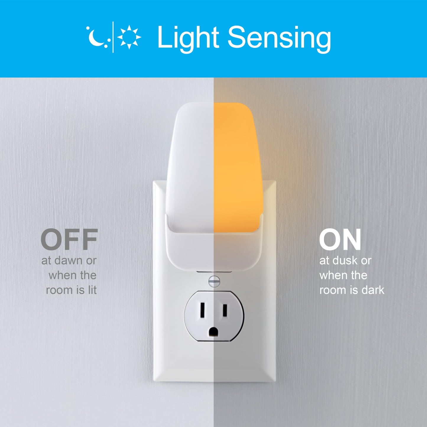 GE SleepLite LED Night Light, Plug-in, Dusk to Dawn Sensor, Amber, Sleeplite, Sunset, Ambient Lighting, Ideal Nightlight for Kids Adults Bedroom, Bathroom, Nursery, Hallway, Kitchen, 76135, 2 Pack