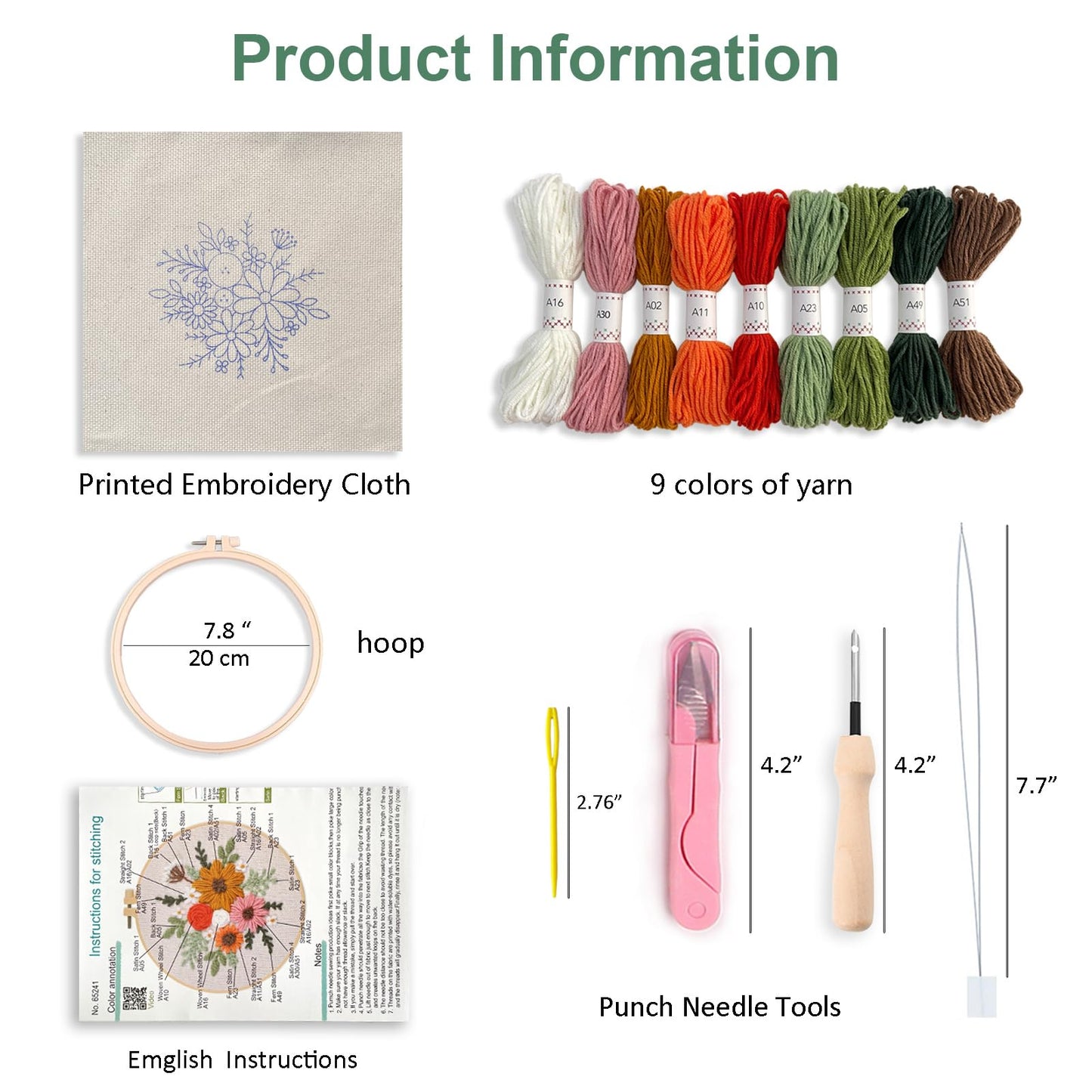 Myfelicity Punch Needle Kit, Punch Needle Kits Adults Beginner, Craft Decoration and Hobbies (Mixed Bouquet)