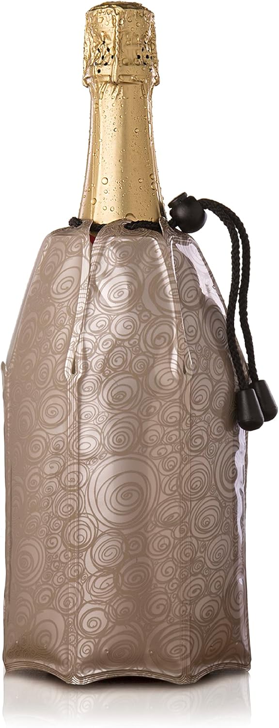 Vacu Vin Active Cooler Champagne Chiller - Reusable, Flexible Wine Bottle Cooler - Platinum, Gold - Champagne Cooler