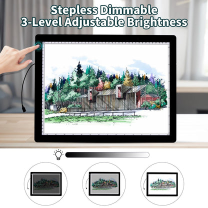 A4 Light Board for Diamond Painting - Tracing Light Box with Stand, Stepless Dimmable 3 Levels Brightness Light Pad, Ultra-Thin LED Light Pad for Weeding Vinyl, Drawing, Diamond Painting