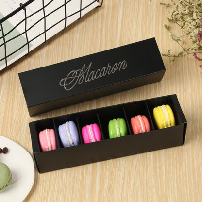 Macaron Box, Chocolate Container for 6 Macarons, 10 Packs Gift Boxes without Macaron (Black)