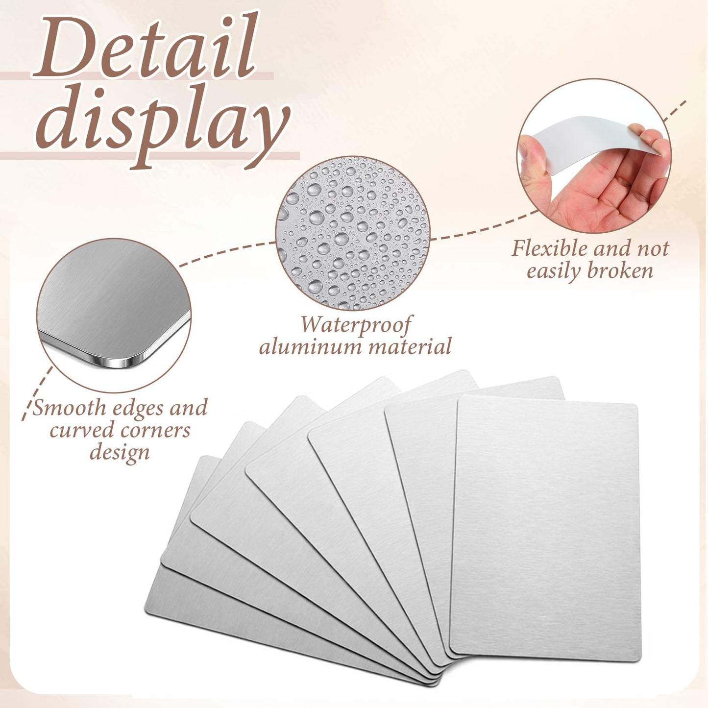 Yuanan 100PCS Metal Business Cards Blank, 0.45mm Aluminum Business Card Blanks Thick Engraving, 3.4x2.1 Inch Multipurpose for Cards Cnc Engraver Laser Engraving DIY Card-Silver